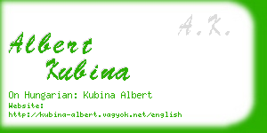 albert kubina business card